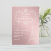 ピンクエレガントクリームエッフェルタワーホワイトスウィート16 招待状 (スタンド正面)