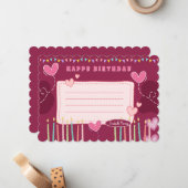 ピンクエレガントクリーム誕生日ノートカード – Personaliz ノートカード (正面/裏面インサイチュ)