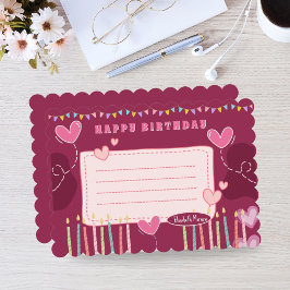 ピンクエレガントクリーム誕生日ノートカード – Personaliz ノートカード