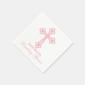 ピンクエレガントクロスバプティスナパーソナライズされたプキン スタンダードカクテルナプキン (角)