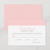 ピンクエレガントクロスパターンベビーガールバプテスマ 出欠カード (正面/裏面)