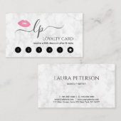 ピンクエレガントク唇の手書き筆跡 ロイヤリティカード (正面/裏面)