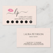ピンクエレガントク唇の手書き筆跡 ロイヤリティカード (正面/裏面)