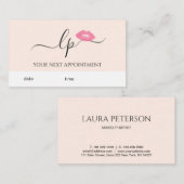 ピンクエレガントク唇の手書き筆跡 予約カード (正面/裏面)