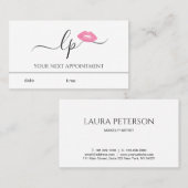 ピンクエレガントク唇の手書き筆跡 予約カード (正面/裏面)