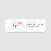 ピンクエレガントク唇の手書き筆跡 名札 (正面)