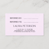 ピンクエレガントク唇の手書き筆跡 紹介カード (裏面)