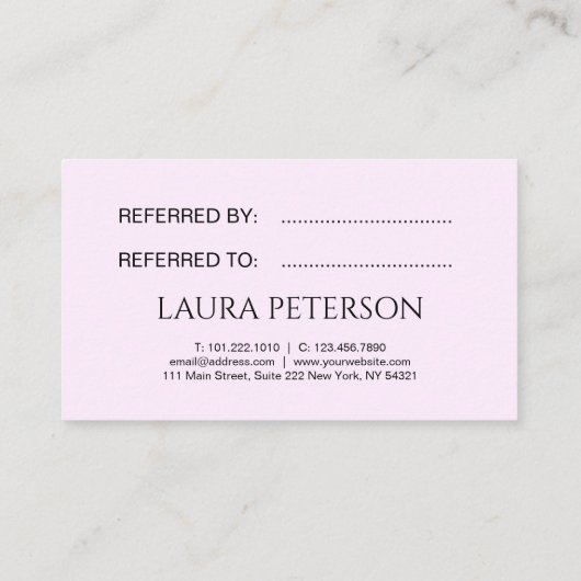 ピンクエレガントク唇の手書き筆跡 紹介カード (裏面)