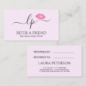 ピンクエレガントク唇の手書き筆跡 紹介カード (正面/裏面)