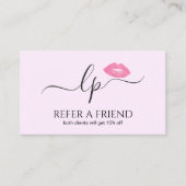 ピンクエレガントク唇の手書き筆跡 紹介カード (正面)