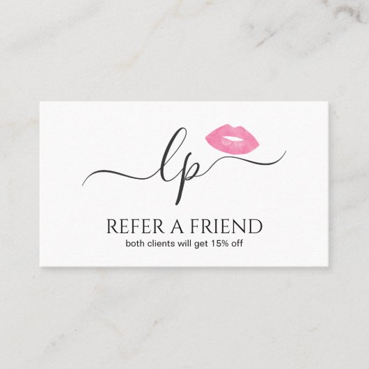 ピンクエレガントク唇の手書き筆跡 紹介カード (正面)