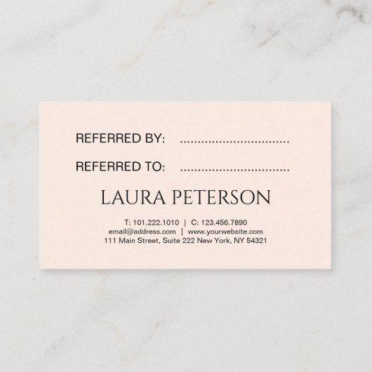 ピンクエレガントク唇の手書き筆跡 紹介カード (裏面)