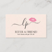 ピンクエレガントク唇の手書き筆跡 紹介カード (正面)