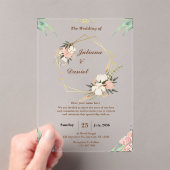 ピンクエレガントク澄ん・アクリル結婚式招待状 アクリル招待状 (インサイチュ (ポータブル))