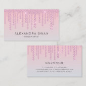 ピンクエレガントグラデーションとブルーのダイヤモンドのメイクアーティスト 名刺 (正面/裏面)