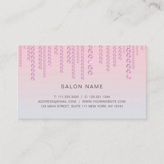 ピンクエレガントグラデーションとブルーのダイヤモンドのメイクアーティスト 名刺 (裏面)
