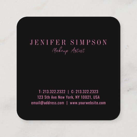 ピンクエレガントグラデーションと紫の抽象芸術タイポグラフィ スクエア名刺 (裏面)