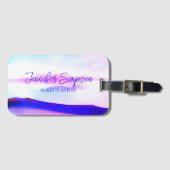 ピンクエレガントグラデーションと紫の抽象芸術タイポグラフィ ラゲッジタグ (正面横)
