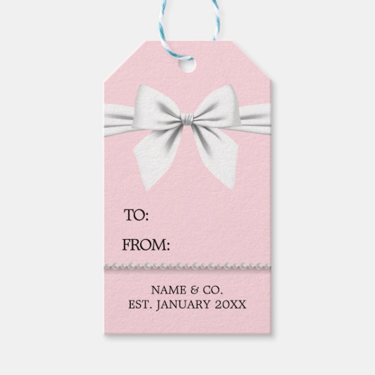 ピンクエレガントグラムティファニーイベントサンキューホステス ギフトタグ (正面)