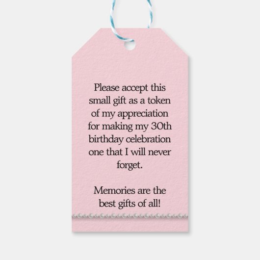 ピンクエレガントグラムティファニーイベントサンキューホステス ギフトタグ (裏面)