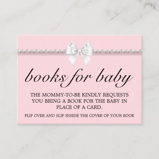 ピンクエレガントグラムティファニー赤ちゃんシャワーブックリクエスト エンクロージャーカード (正面)