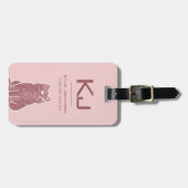 ピンクエレガントグリッターかわいい猫のモノグラムの名前 ラゲッジタグ (正面横)