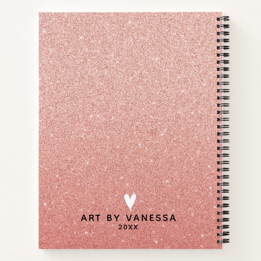 ピンクエレガントグリッターアーティストスケッチブックノートブック ノートブック (裏面)