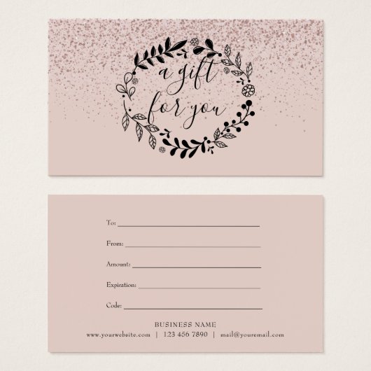 ピンクエレガントグリッターガーランドギフト券 (正面&裏面)