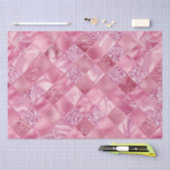 ピンクエレガントグリッターダイヤモンド格子パターン 薄葉紙 (クラフト)