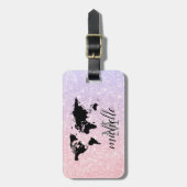 ピンクエレガントグリッタートラベルワールド – マップ ラゲッジタグ (正面縦)