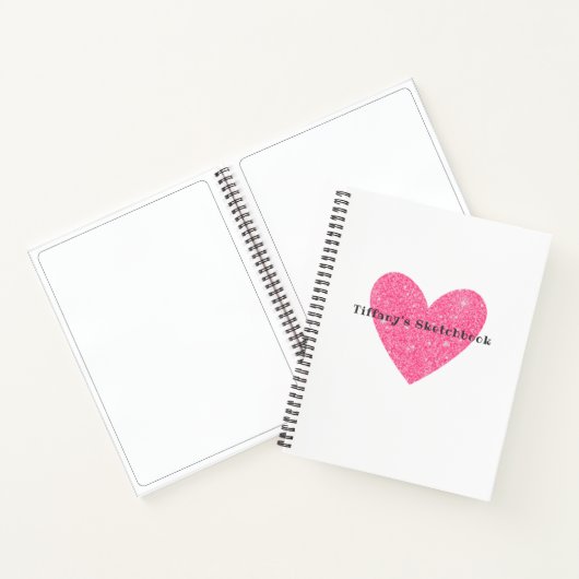ピンクエレガントグリッターハートアーティストSketchbook ノートブック (内部)