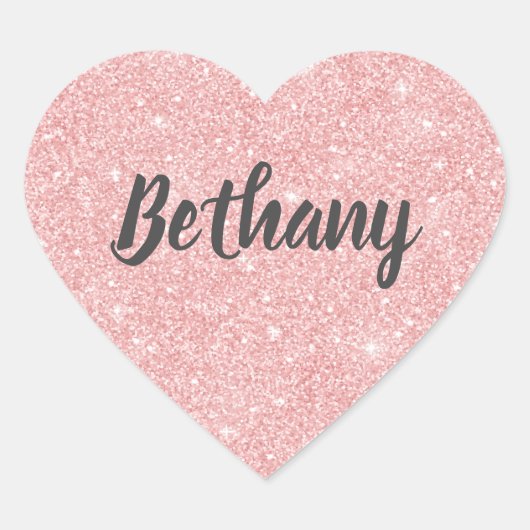 ピンクエレガントグリッターハート ハートシール (正面)