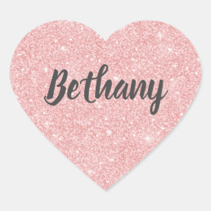 ピンクエレガントグリッターハート ハートシール