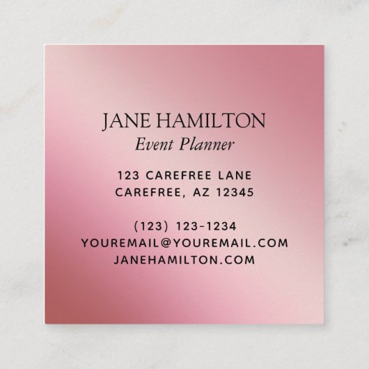 ピンクエレガントグリッターバルーン スクエア名刺 (裏面)