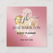 ピンクエレガントグリッターバルーン スクエア名刺 (正面)