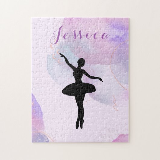 ピンクエレガントグリッターバレエダンサーバレリーナ名 ジグソーパズル (縦)