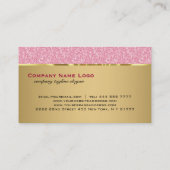 ピンクエレガントグリッターパターンと金ゴールドアクセント 名刺 (裏面)