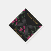 ピンクエレガントグリッターフローラ スタンダードカクテルナプキン (角)