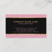 ピンクエレガントグリッターブラックおよび金ゴールド 名刺 (裏面)