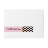 ピンクエレガントグリッターブラックシェブロン金ゴールドアクセント ラップアラウンド宛名ラベル (正面)