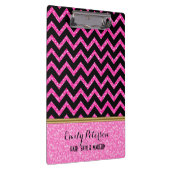 ピンクエレガントグリッターブラックシェブロン金ゴールドアクセントCl クリップボード (右)