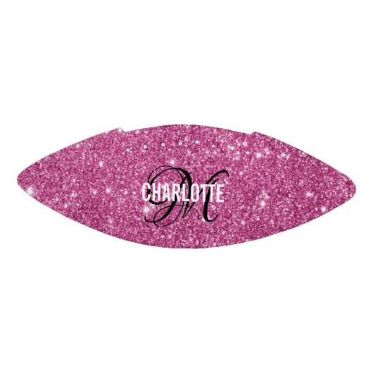 ピンクエレガントグリッターモノグラム名サッカー アメリカンフットボール (パネル)