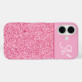 ピンクエレガントグリッターモノグラム名スクリプト Case-Mate iPhoneケース (裏面 (横))