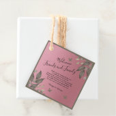 ピンクエレガントグリッターユーカリ結婚式の引き出物ラベル フェイバータグ (インサイチュ)