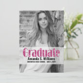 ピンクエレガントグリッター写真卒業 案内状 (スタンド正面)