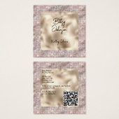 ピンクエレガントグリッター及びパール箔の名刺 (正面&裏面)