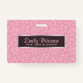 ピンクエレガントグリッター及びブラックシルバーのアクセント バッジ (正面)