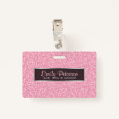 ピンクエレガントグリッター及びブラックシルバーのアクセント バッジ (裏面クリップ)
