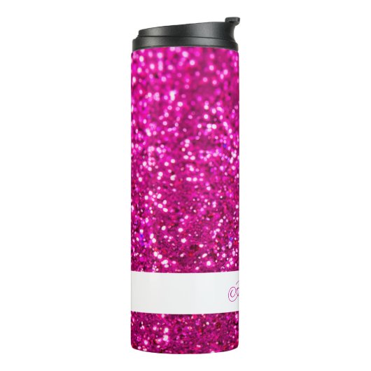 ピンクエレガントグリッター名前をカスタムする タンブラー (回転左)