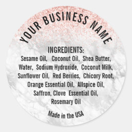 ピンクエレガントグリッター大理石原料リスト ラウンドシール